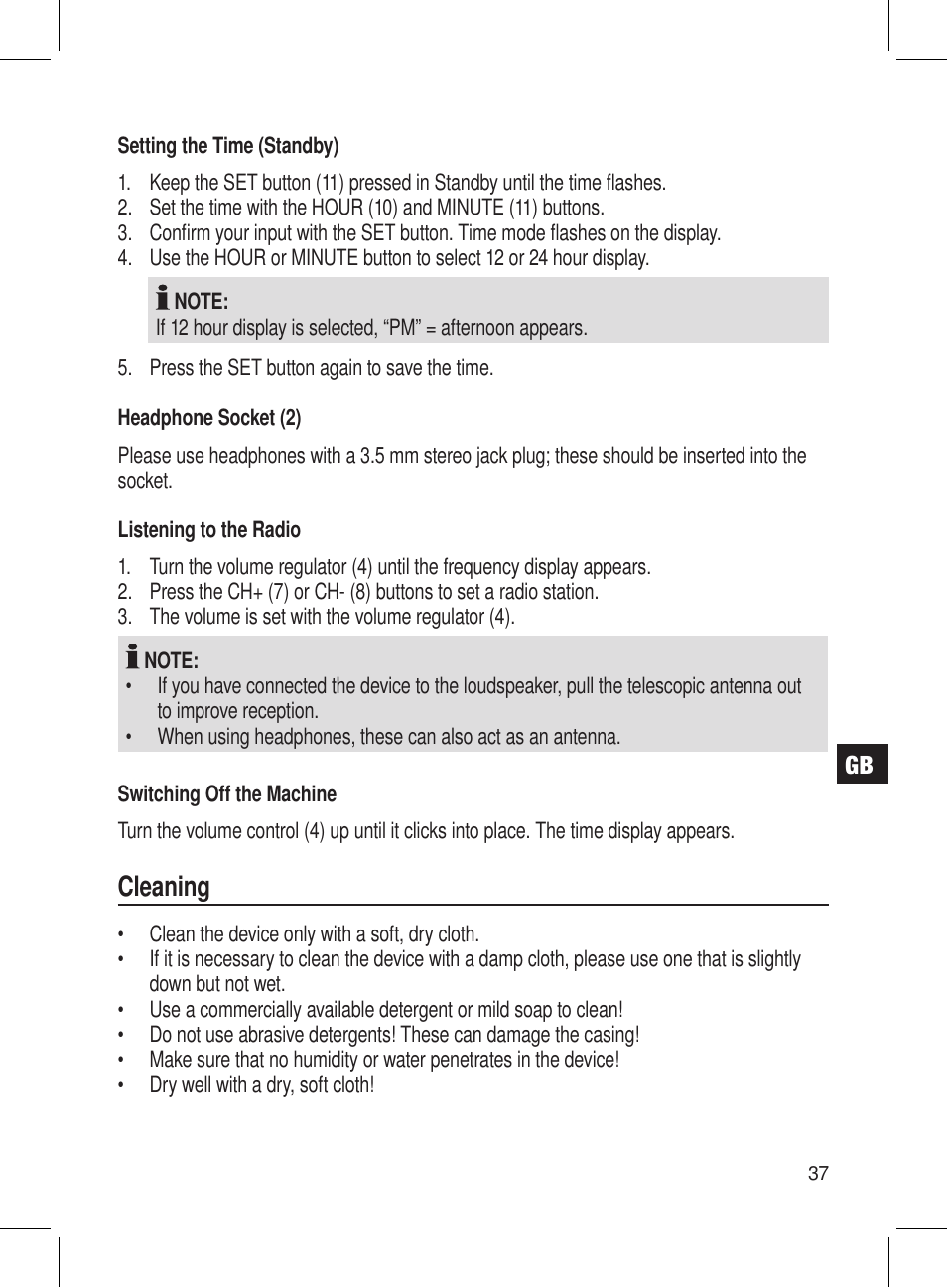 Cleaning | AEG DRR 4107 User Manual | Page 37 / 58