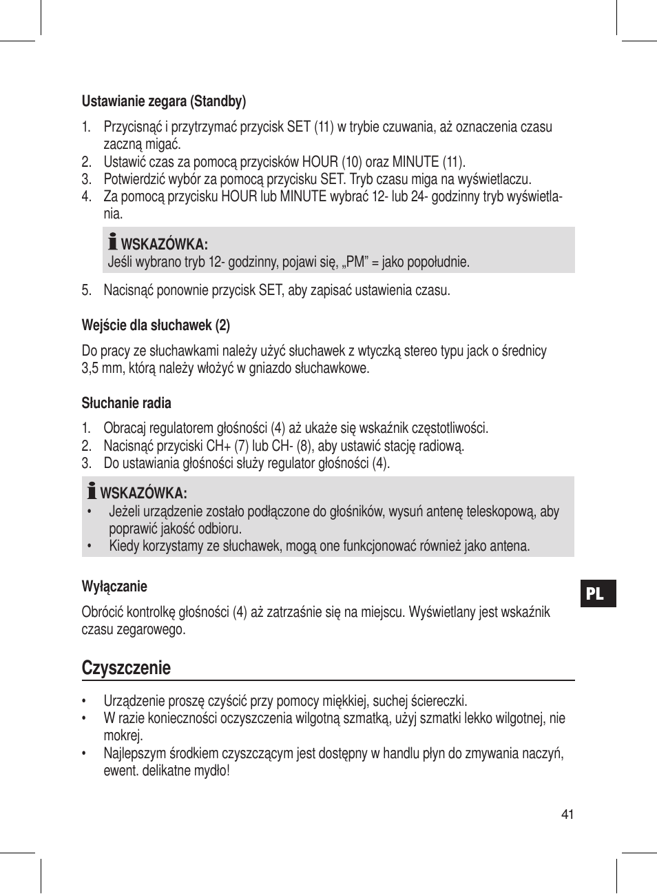 Czyszczenie | AEG DRR 4107 User Manual | Page 41 / 58