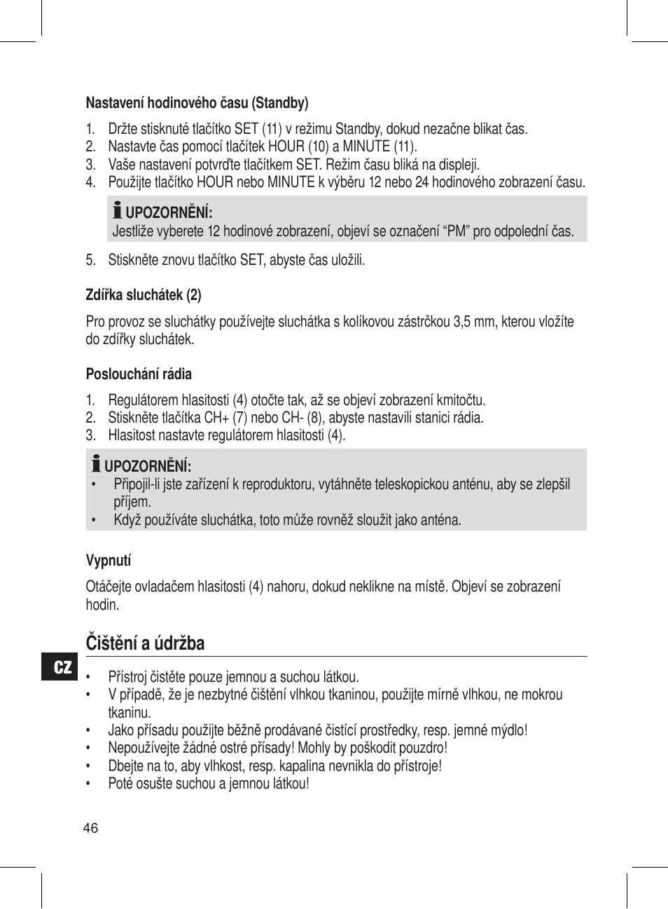 Čištění a údržba | AEG DRR 4107 User Manual | Page 46 / 58