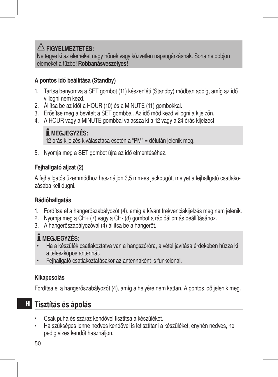 Tisztítás és ápolás | AEG DRR 4107 User Manual | Page 50 / 58