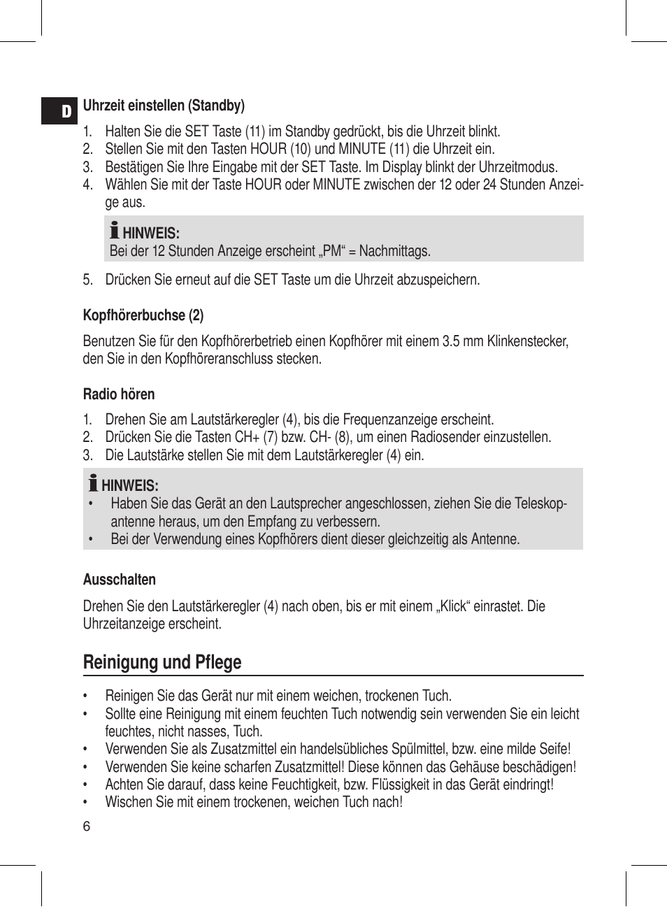 Reinigung und pflege | AEG DRR 4107 User Manual | Page 6 / 58