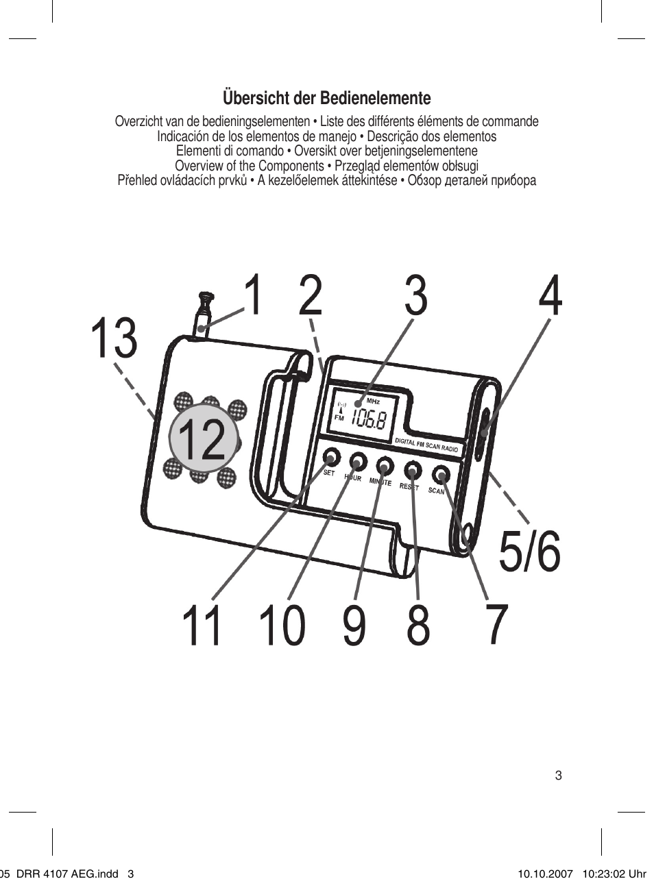 Übersicht der bedienelemente | AEG DRR 4107 User Manual | Page 3 / 62
