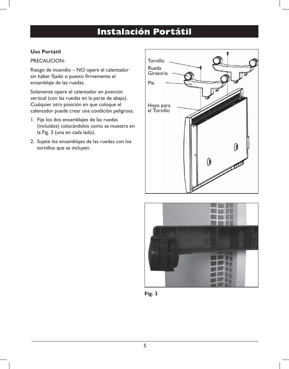 Instalación portátil | Amcor AMH8 User Manual | Page 19 / 36