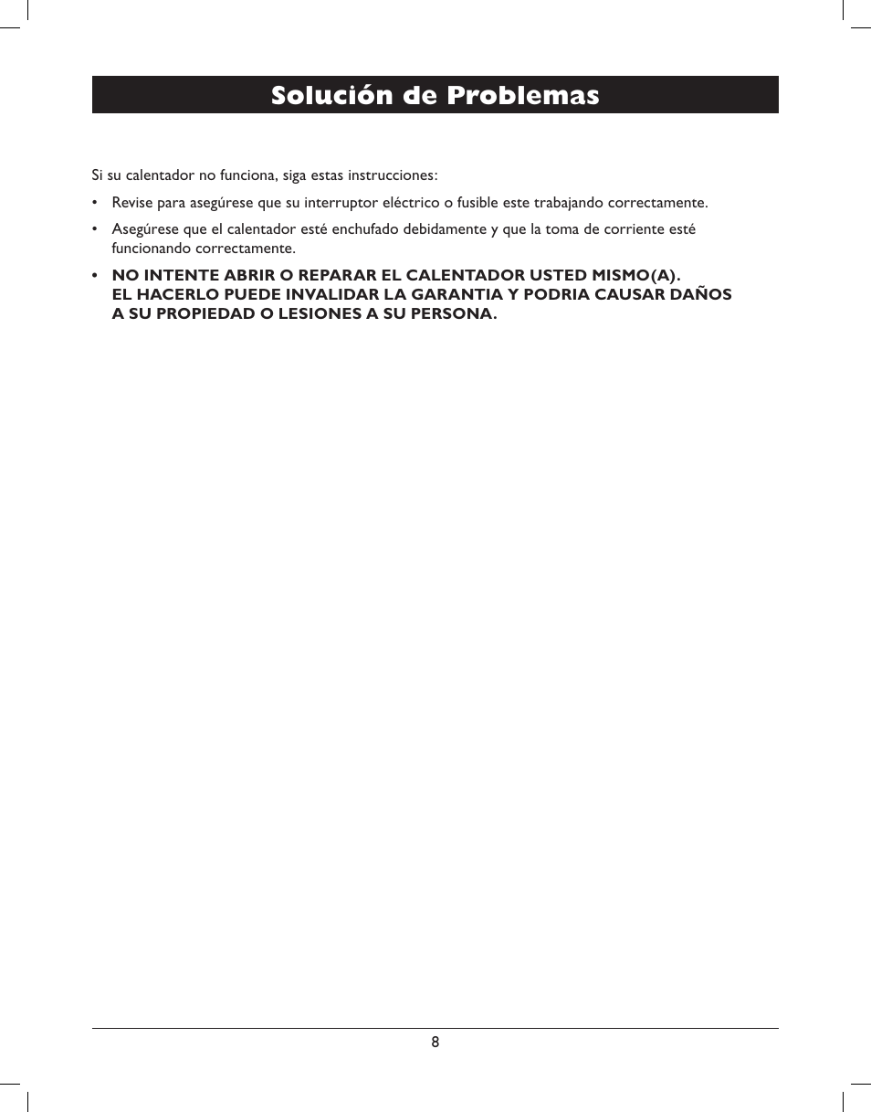 Solución de problemas | Amcor AMH8 User Manual | Page 22 / 36