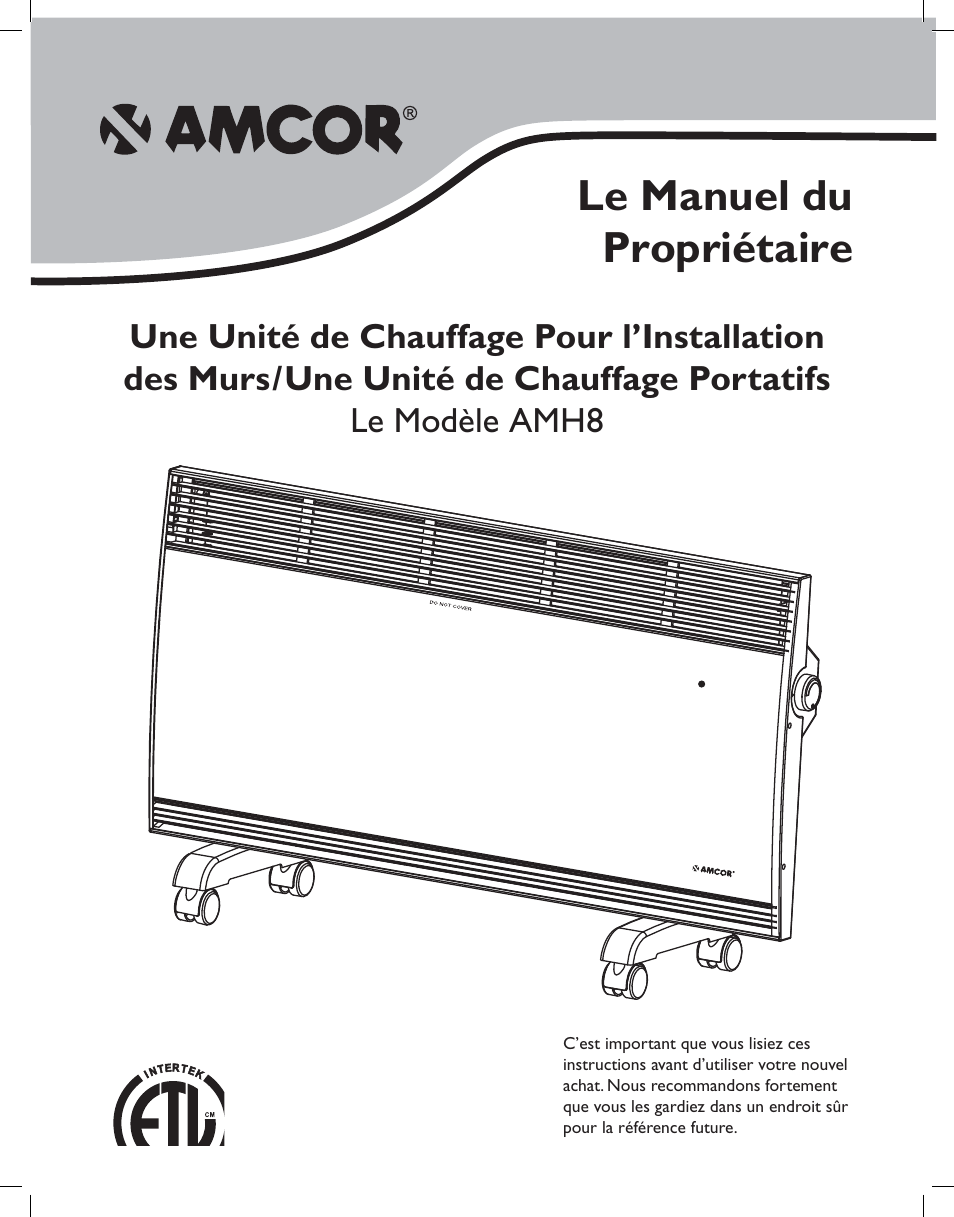Le manuel du propriétaire | Amcor AMH8 User Manual | Page 25 / 36