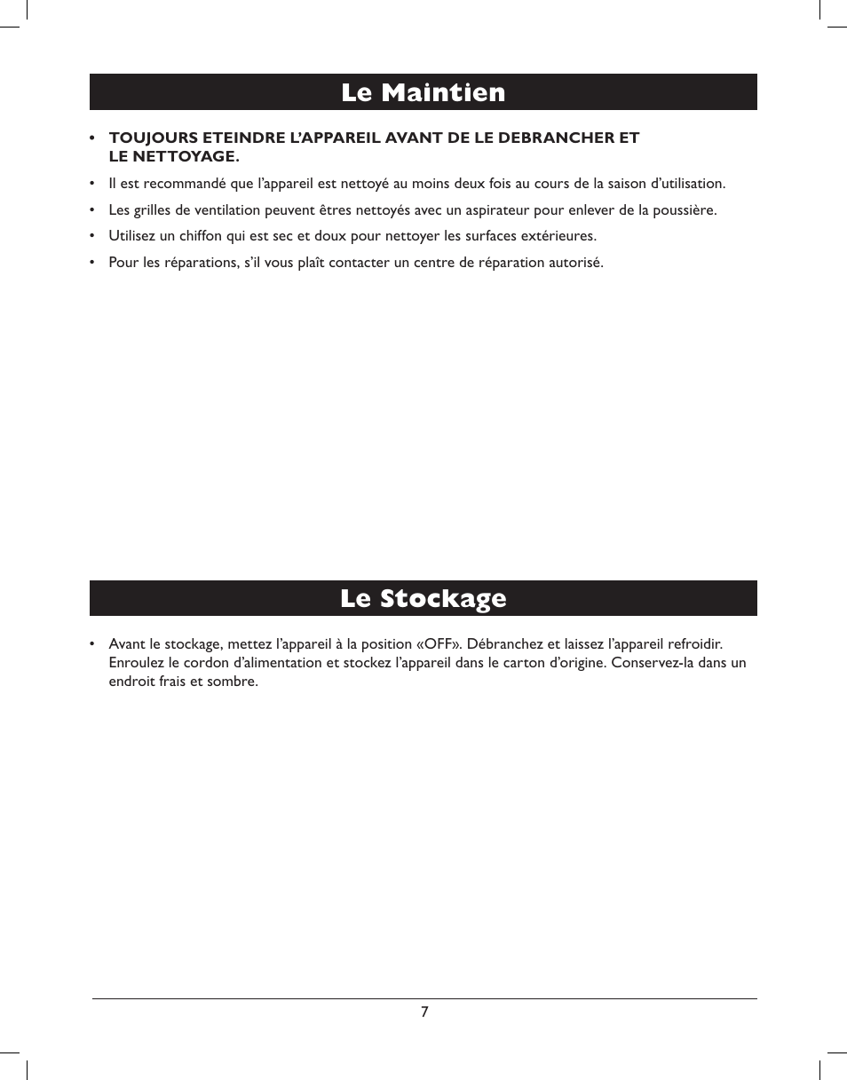 Le stockage, Le maintien | Amcor AMH8 User Manual | Page 33 / 36