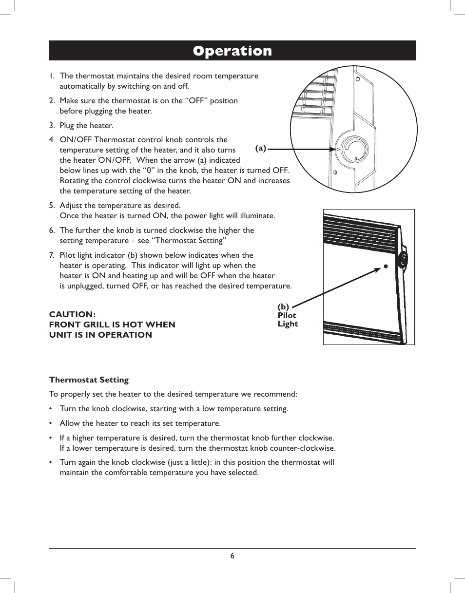 Operation | Amcor AMH8 User Manual | Page 8 / 36