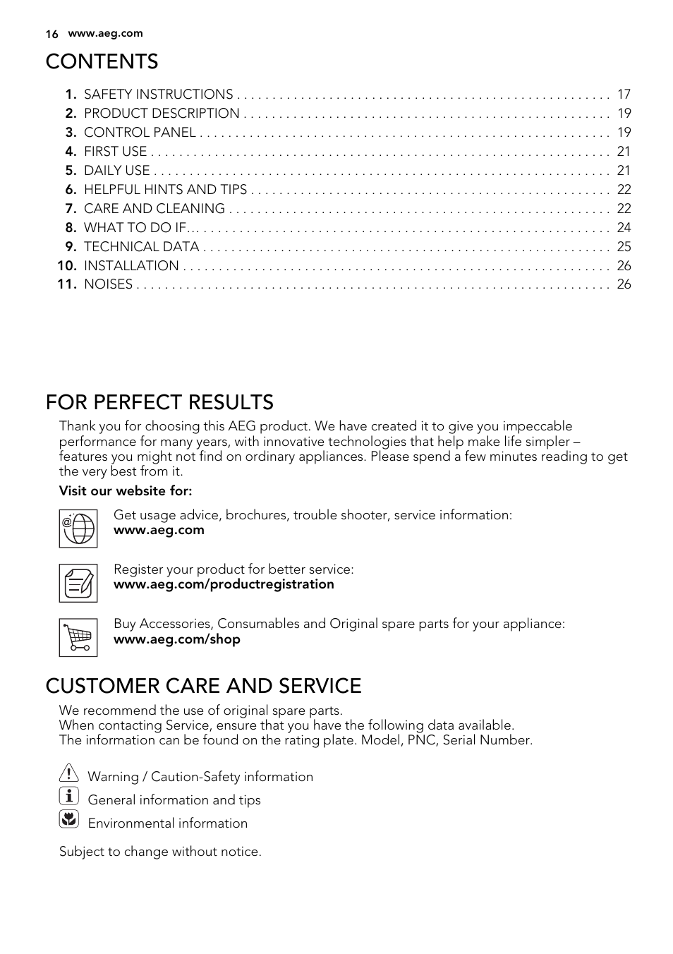 AEG AGS57200S0 User Manual | Page 16 / 60