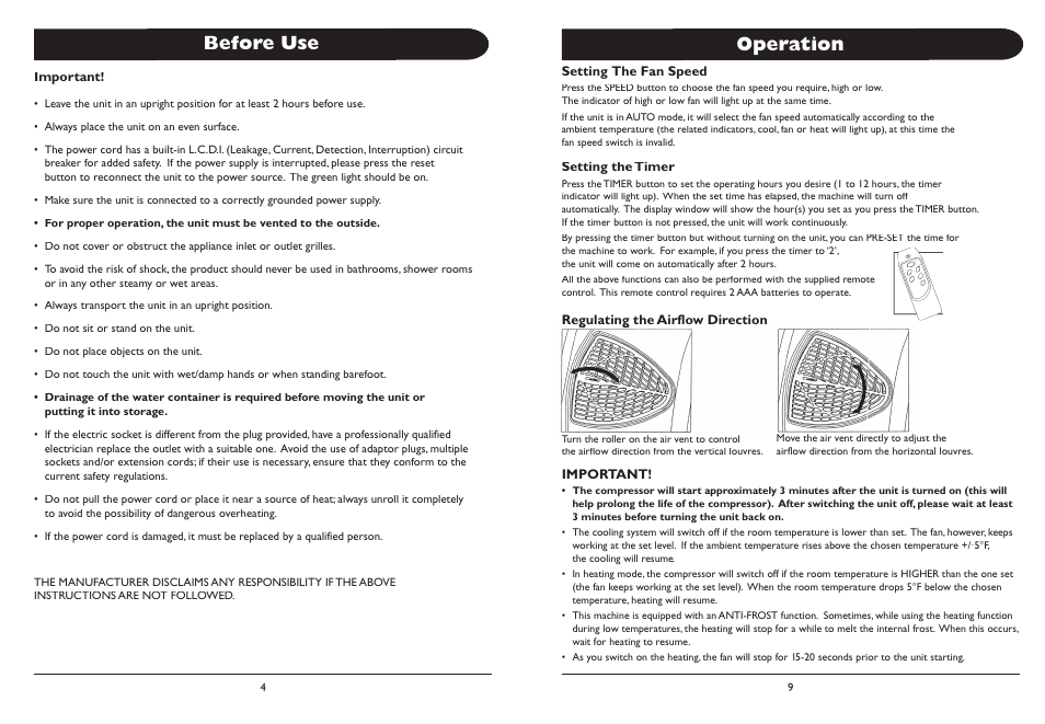 Before use operation | Amcor 000EH User Manual | Page 6 / 7