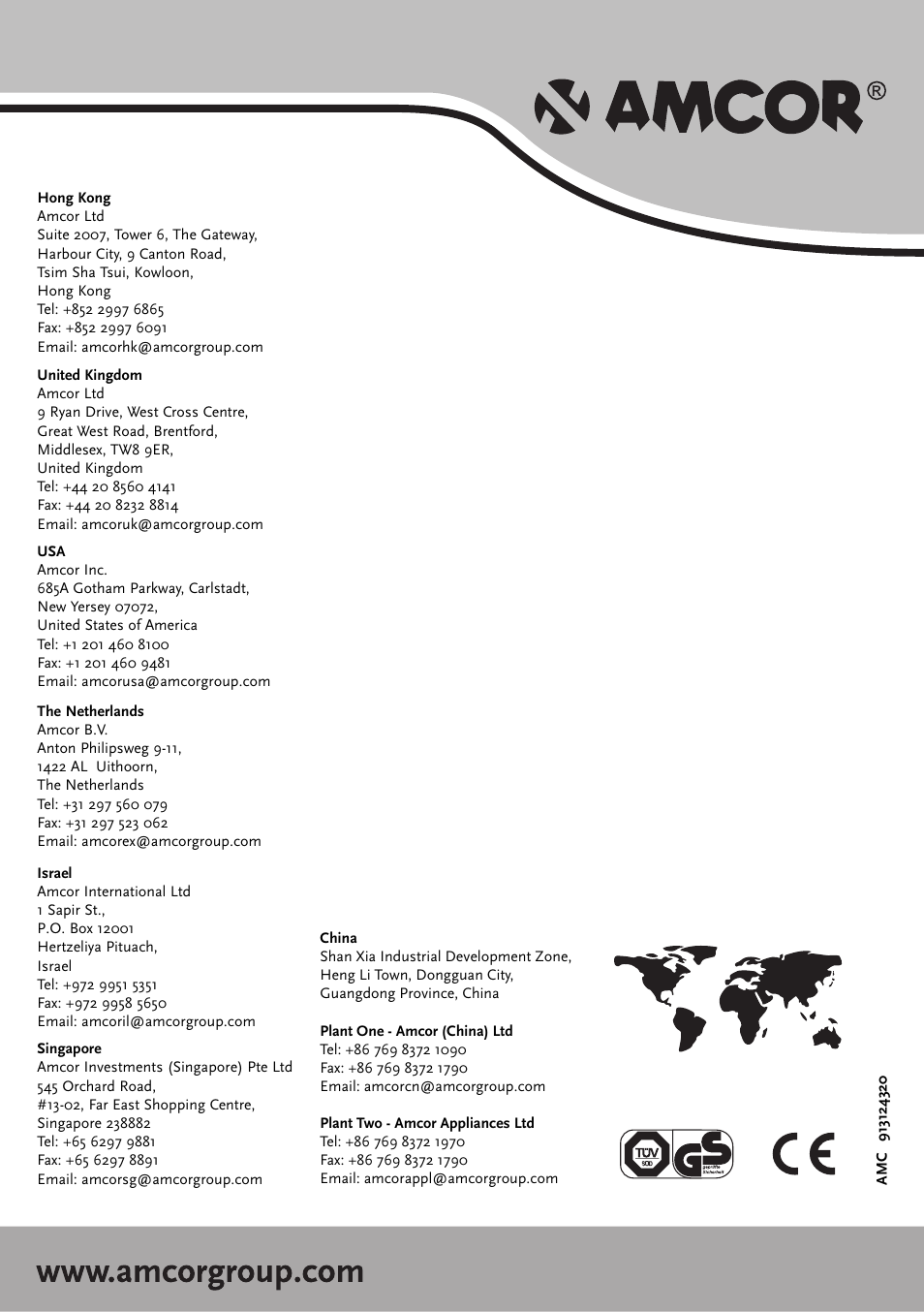 Amcor AMC 10KM-410 User Manual | Page 12 / 12