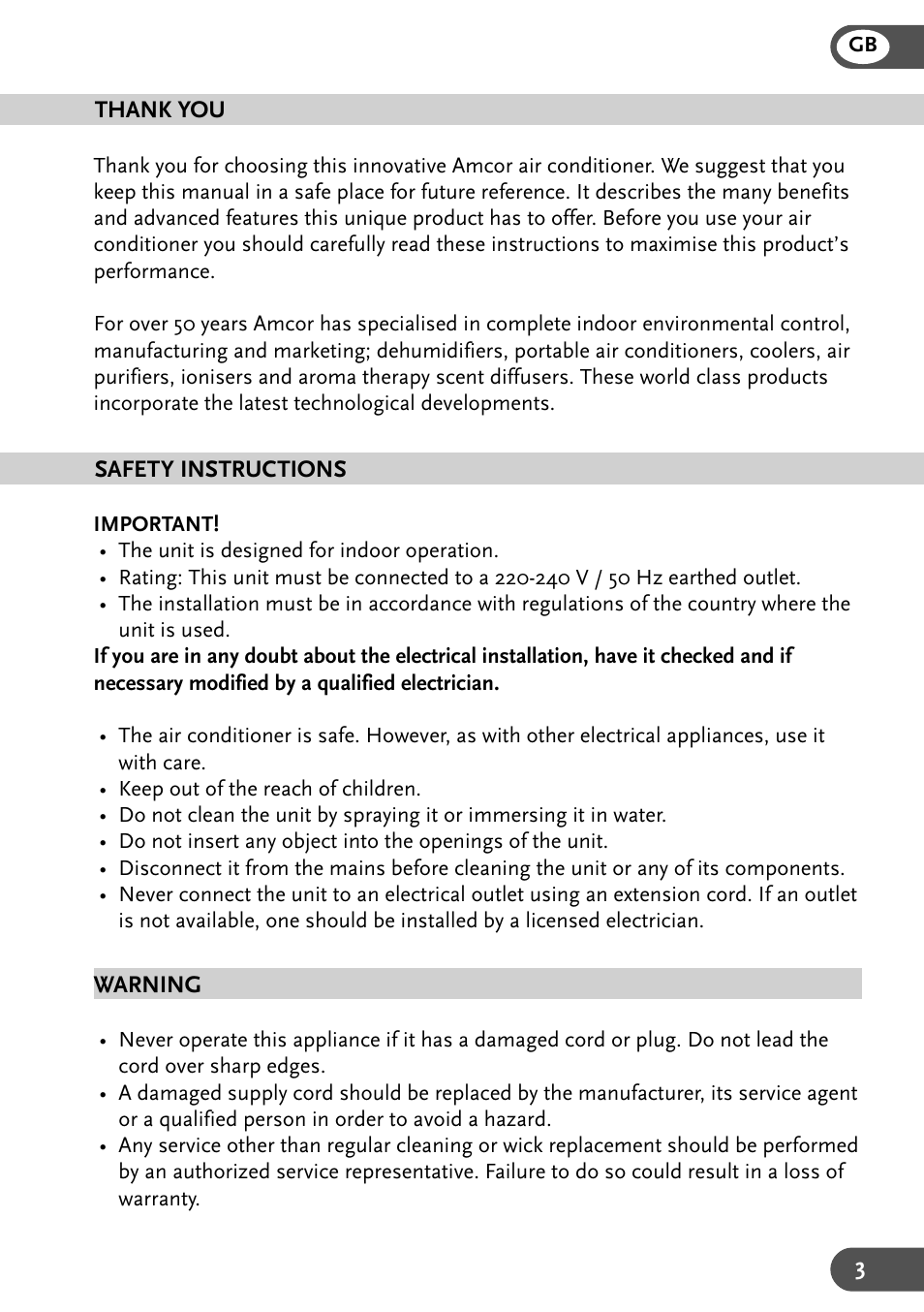 Amcor AMC 10KM-410 User Manual | Page 3 / 12