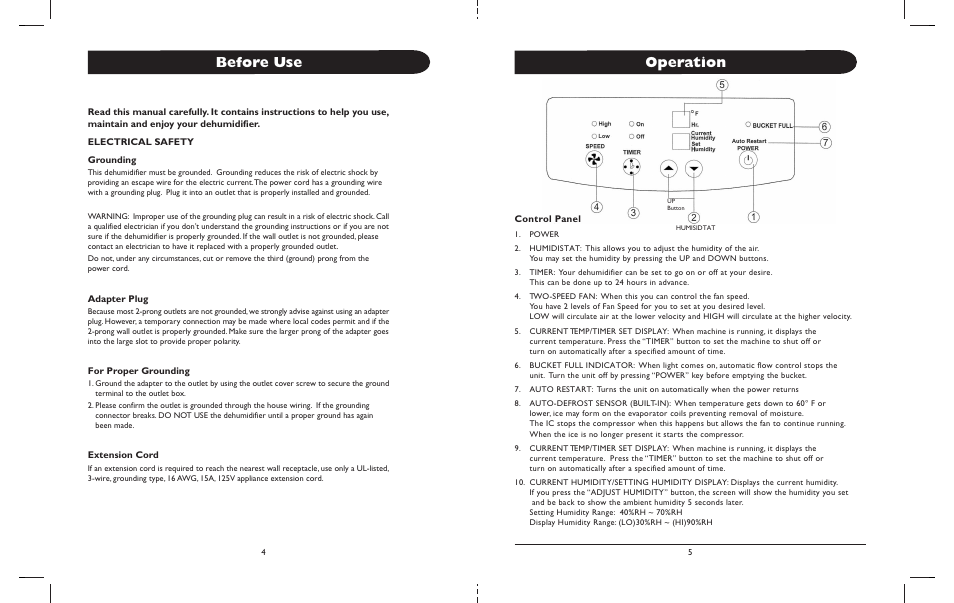 Before use operation | Amcor AHD-65E User Manual | Page 5 / 6