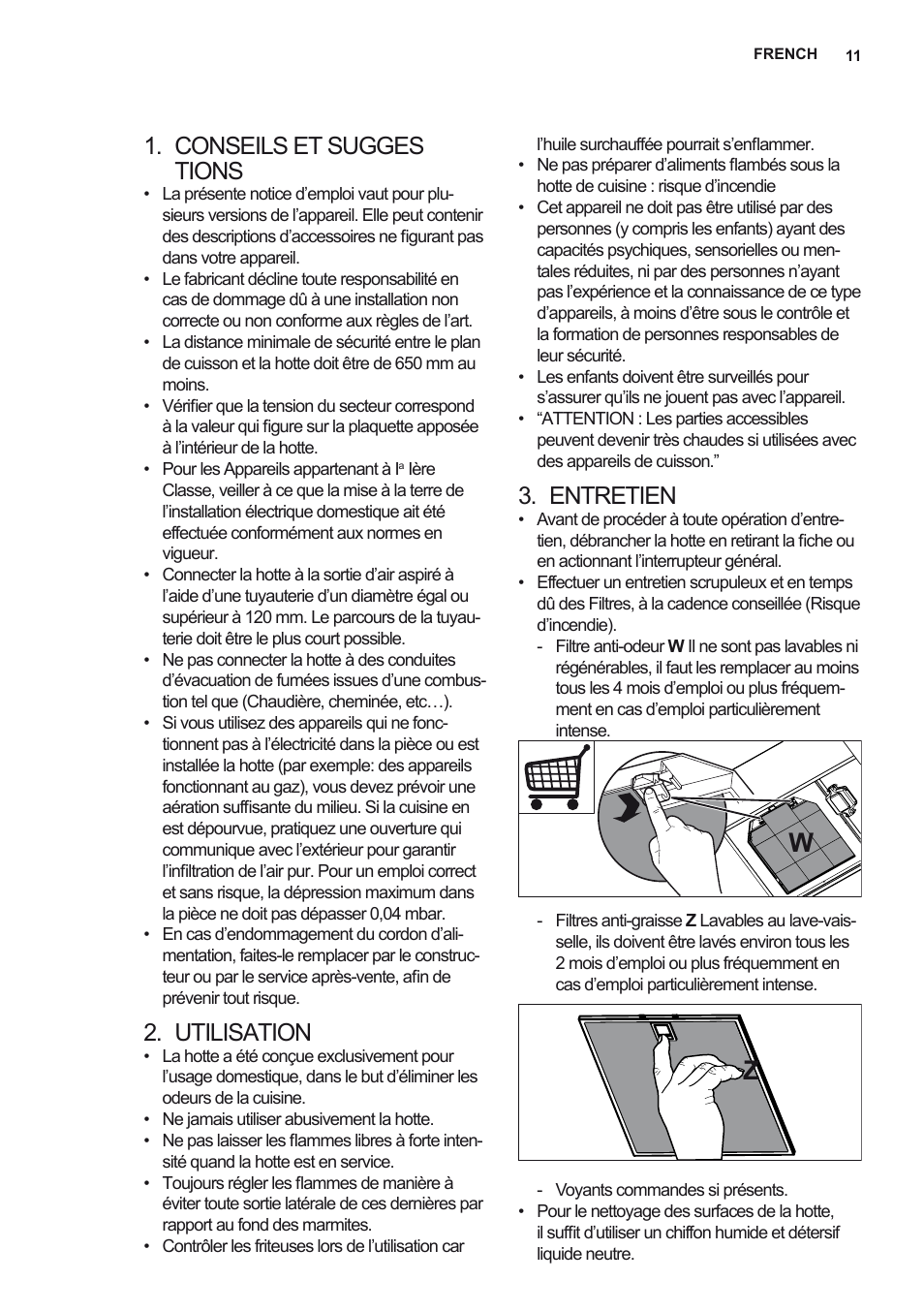 Conseils et sugges tions, Utilisation, Entretien | AEG X69453MD0 User Manual | Page 11 / 72