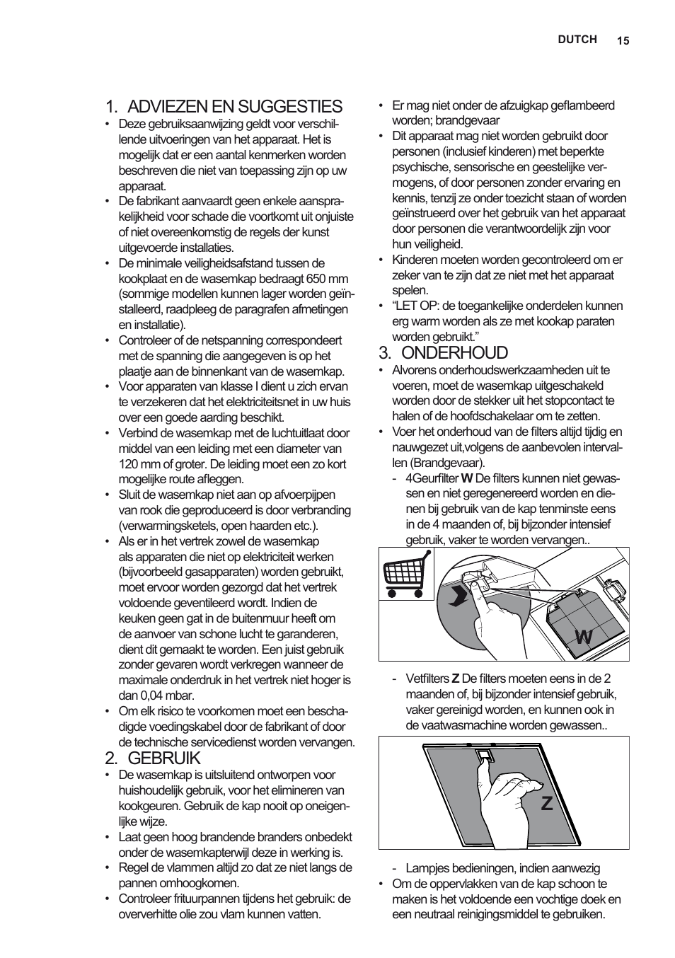 Adviezen en suggesties, Gebruik, Onderhoud | AEG X69453MD0 User Manual | Page 15 / 72