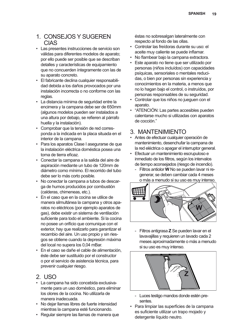 Consejos y sugeren cias, Mantenimiento | AEG X69453MD0 User Manual | Page 19 / 72