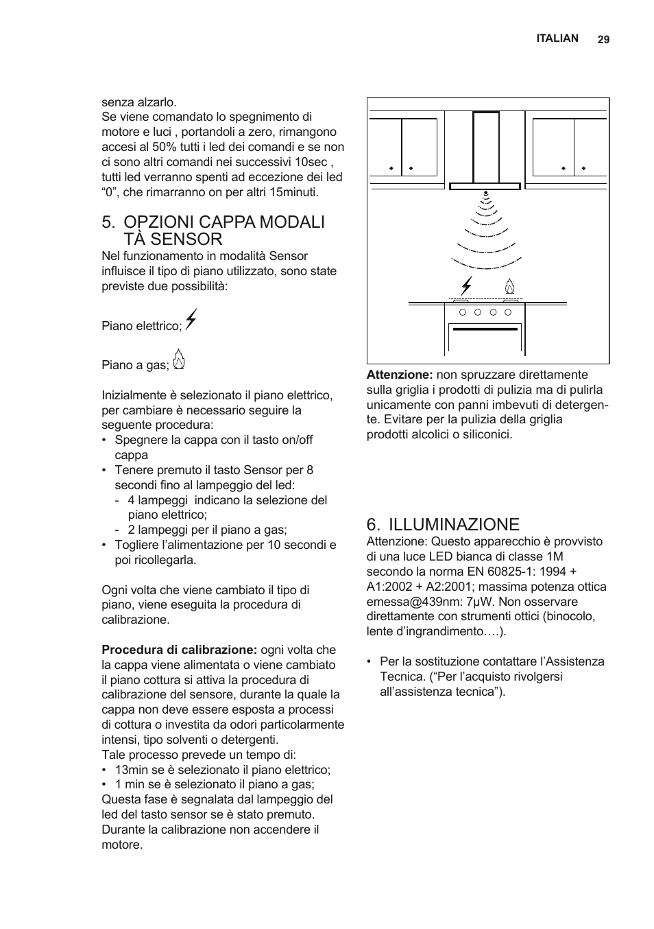 Opzioni cappa modali tà sensor, Illuminazione | AEG X69453MD0 User Manual | Page 29 / 72