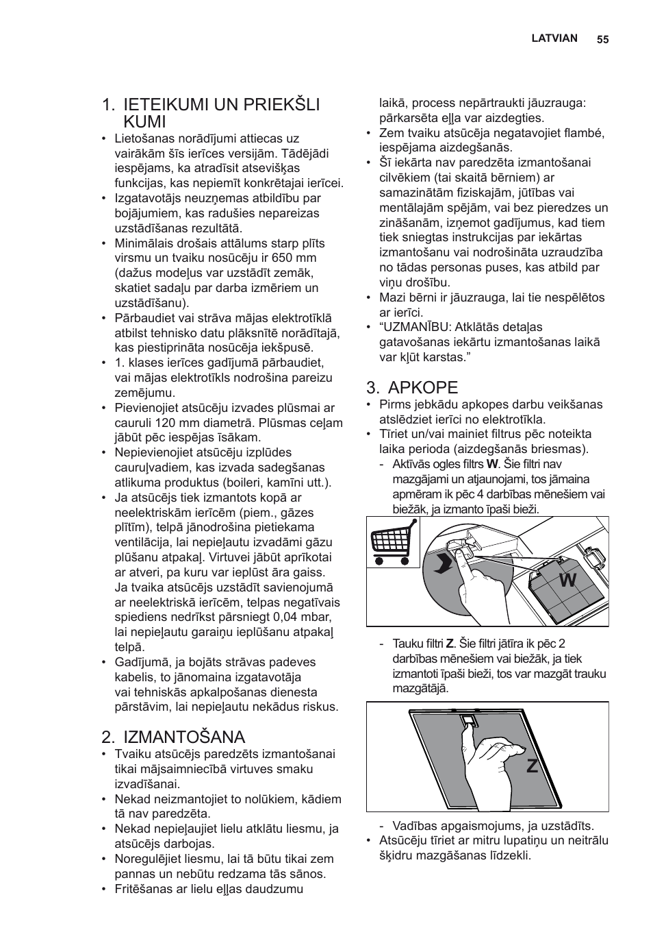 Ieteikumi un priekšli kumi, Izmantošana, Apkope | AEG X69453MD0 User Manual | Page 55 / 72