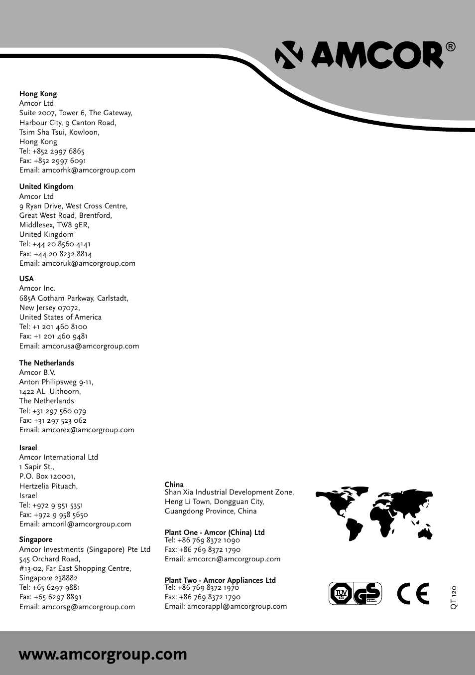 Amcor System QT 120 User Manual | Page 11 / 11