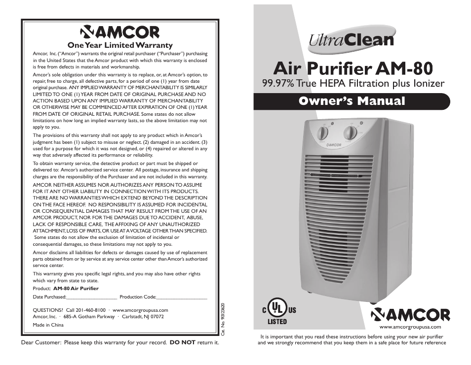 Amcor AM-80 User Manual | 4 pages
