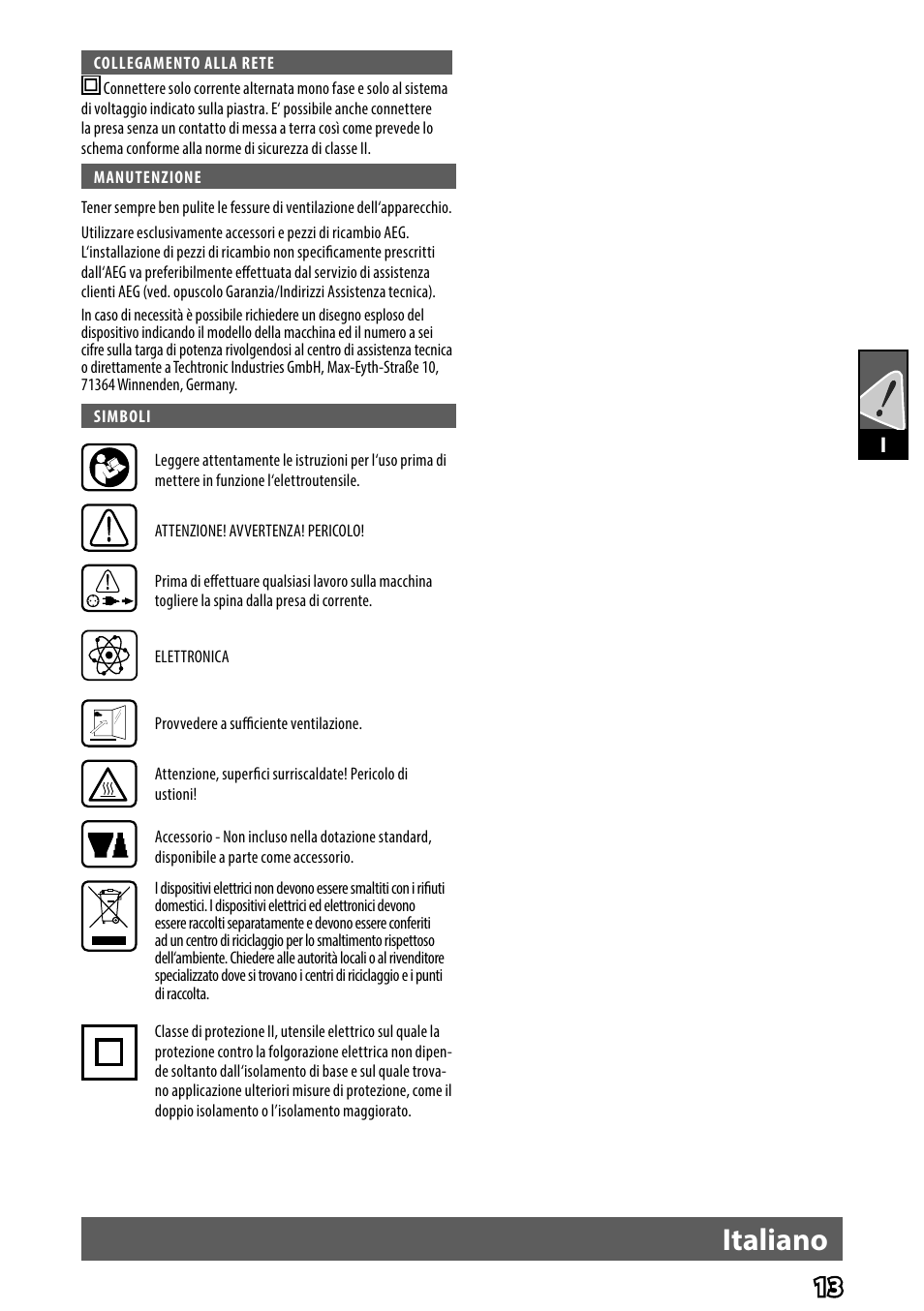 Italiano | AEG HG 560 User Manual | Page 15 / 64