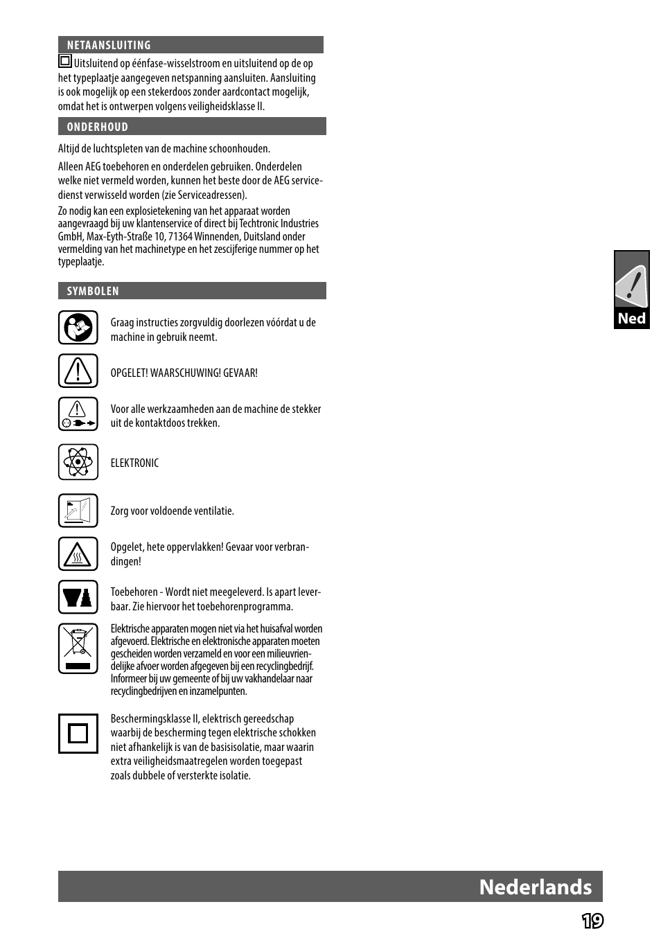 Nederlands | AEG HG 560 User Manual | Page 21 / 64