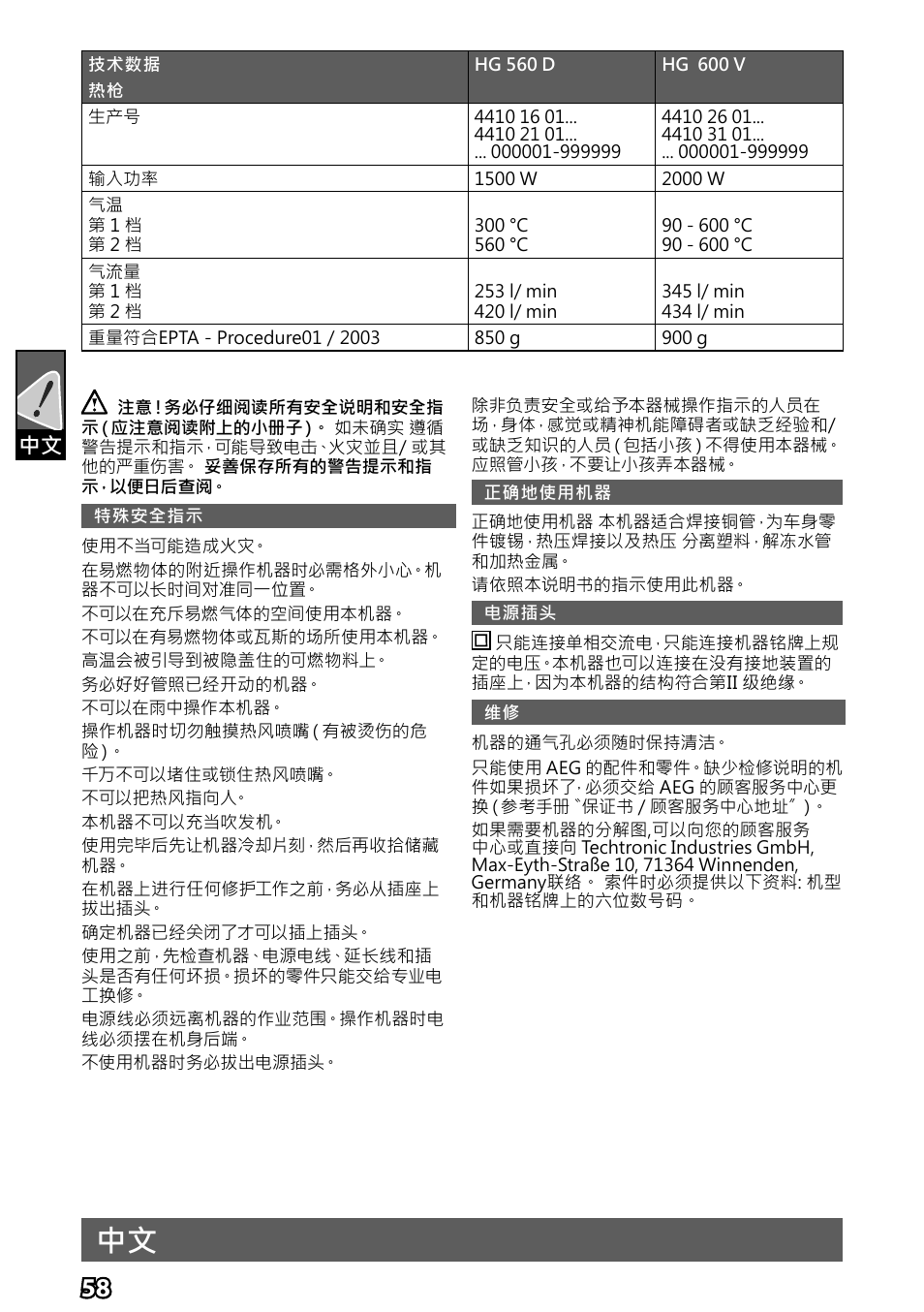 AEG HG 560 User Manual | Page 60 / 64