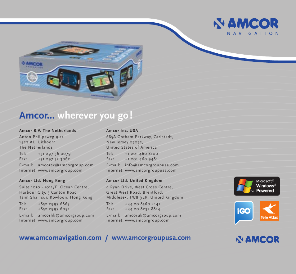Amcor... wherever you go | Amcor 4300 B User Manual | Page 36 / 36