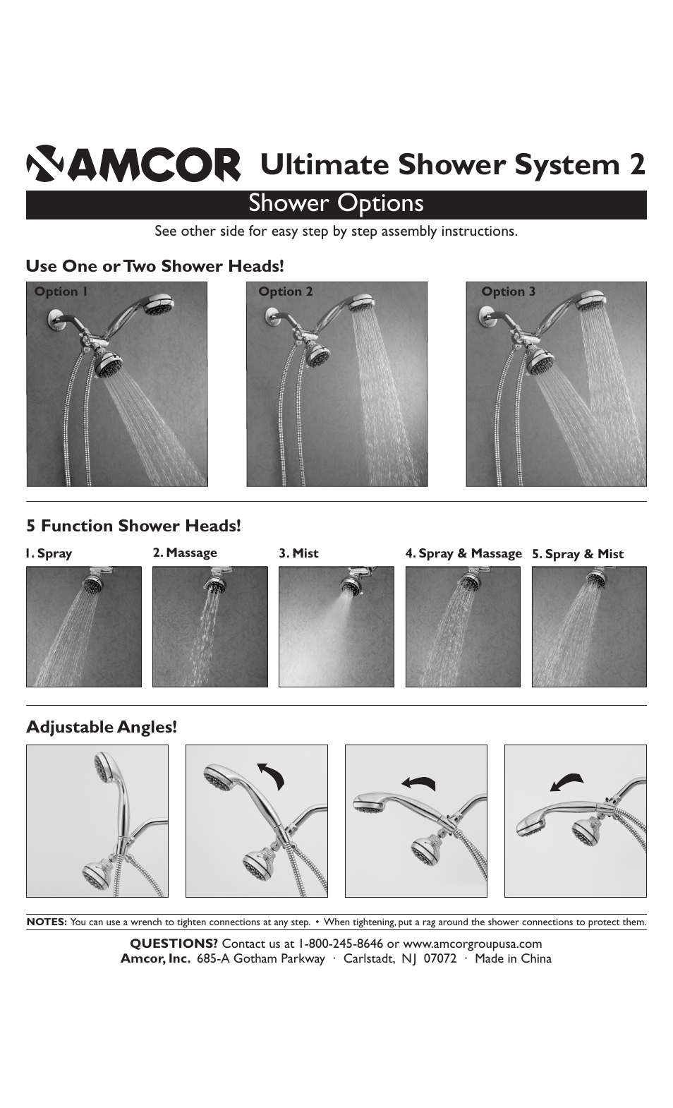 Amcor Ultimate Shower System User Manual | 2 pages