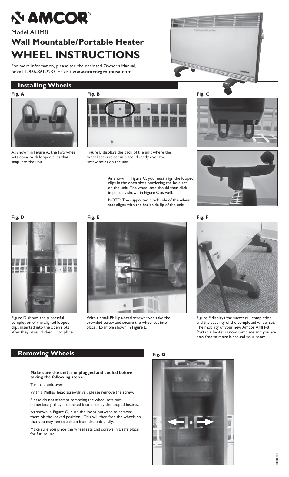 Amcor AHM8 User Manual | 1 page