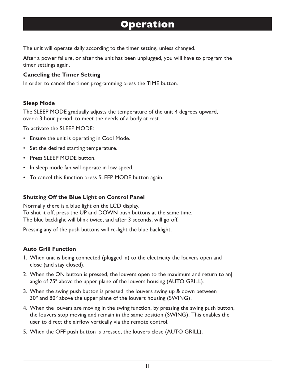 Operation | Amcor PCMB-12000E User Manual | Page 13 / 20