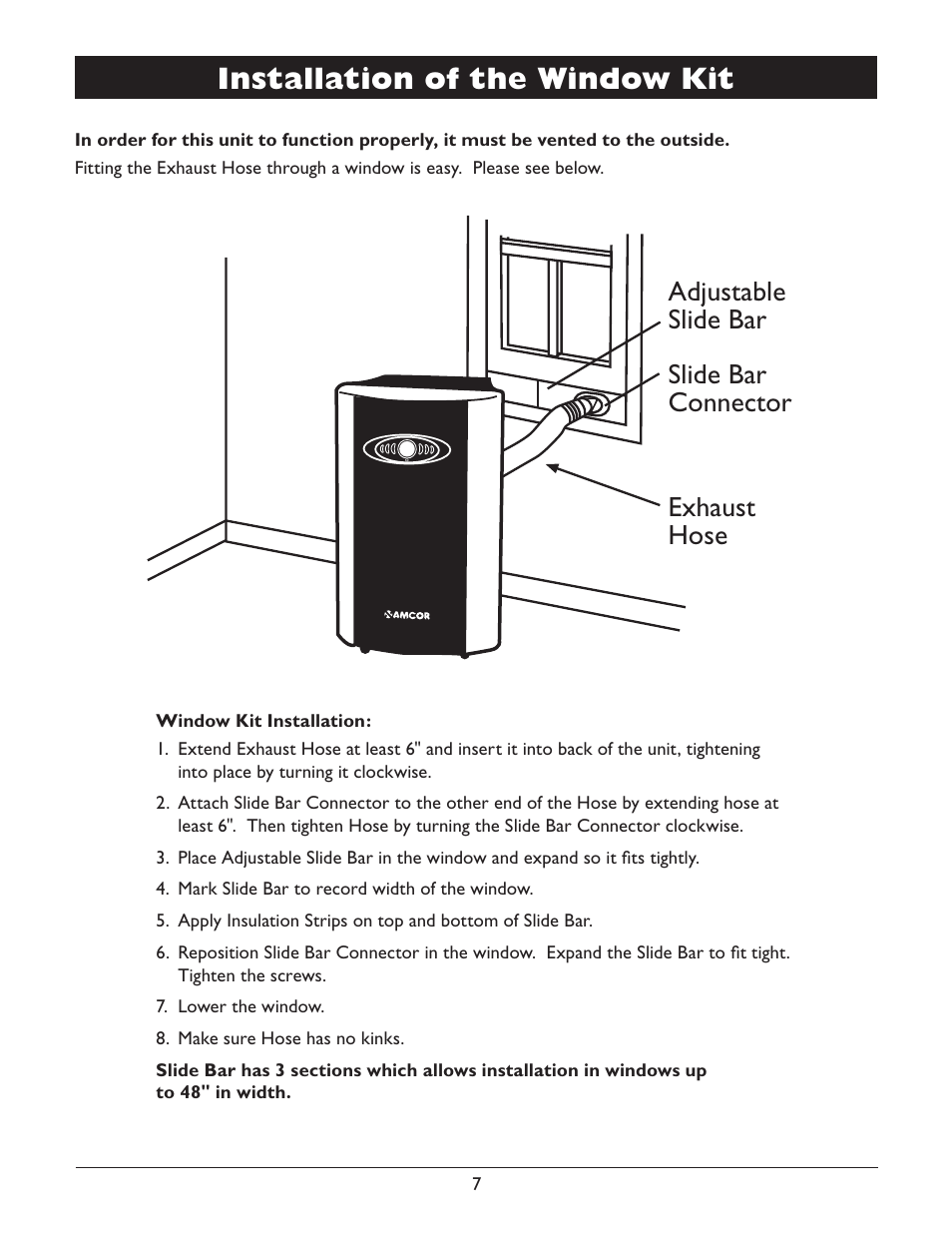 Autodrain nanomist technology, Assembly installation of the window kit | Amcor PCMB-12000E User Manual | Page 9 / 20
