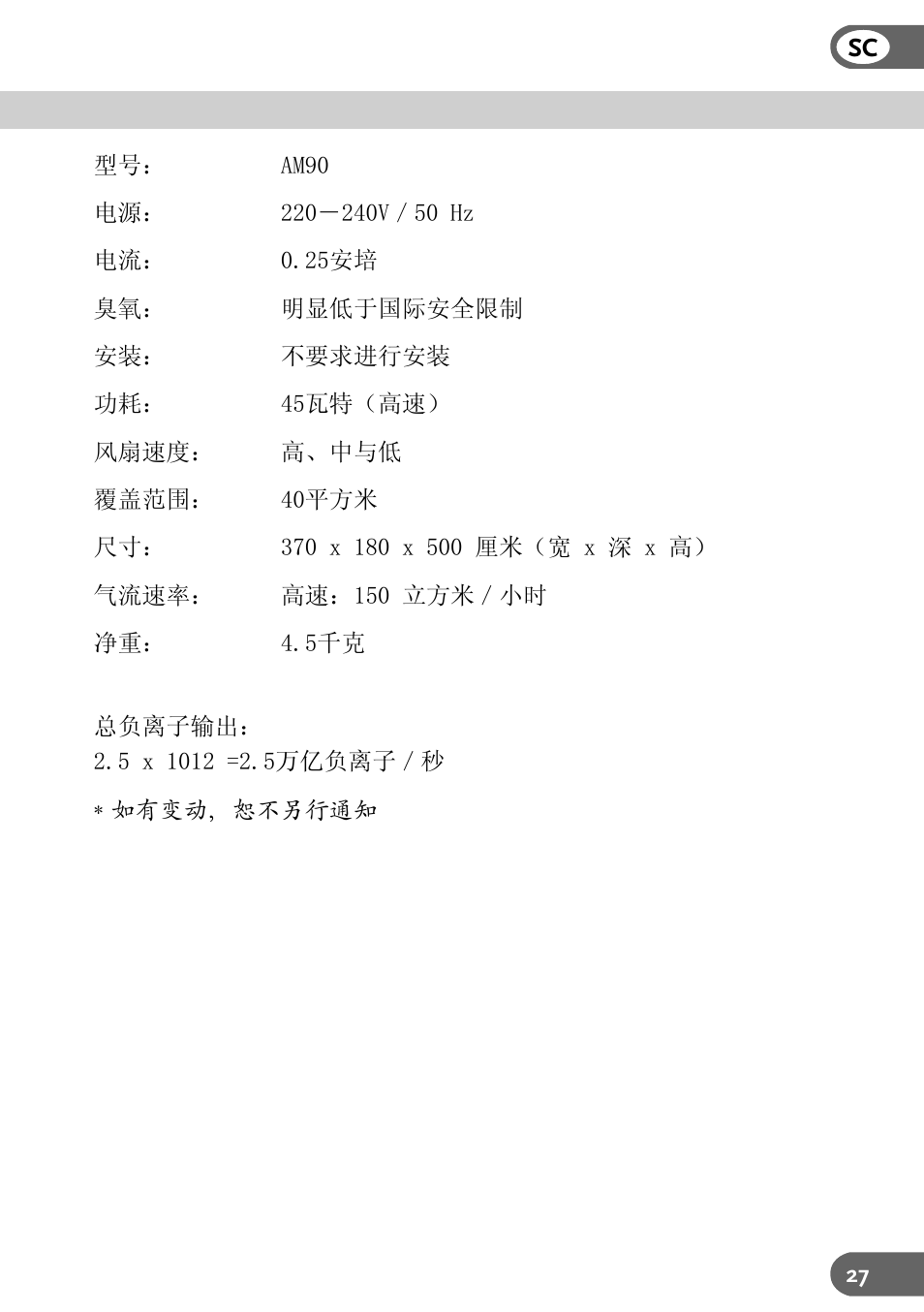 Amcor AM90 User Manual | Page 27 / 28