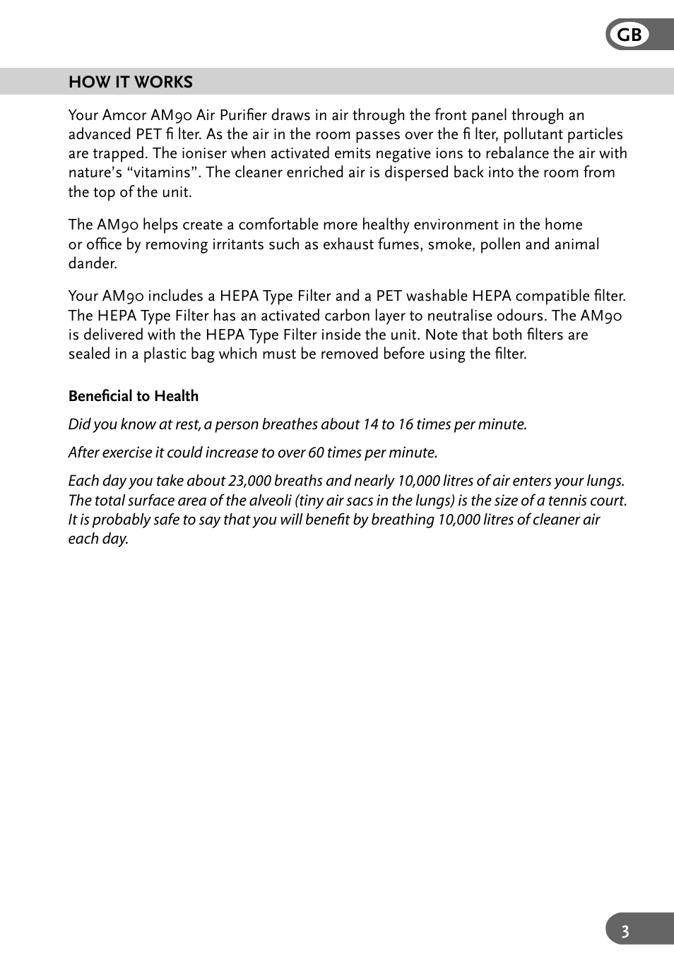 Amcor AM90 User Manual | Page 3 / 28