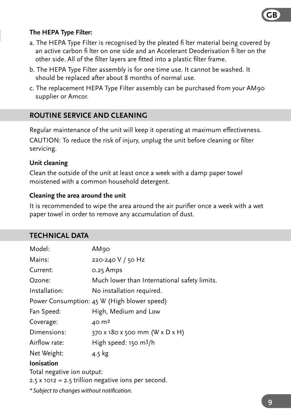 Amcor AM90 User Manual | Page 9 / 28