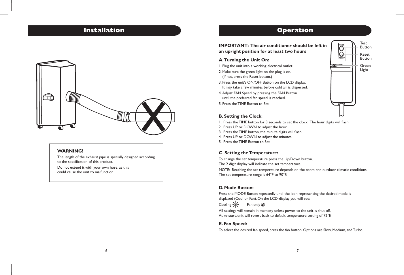 Installation, Operation | Amcor CPLMB 14000E User Manual | Page 8 / 8