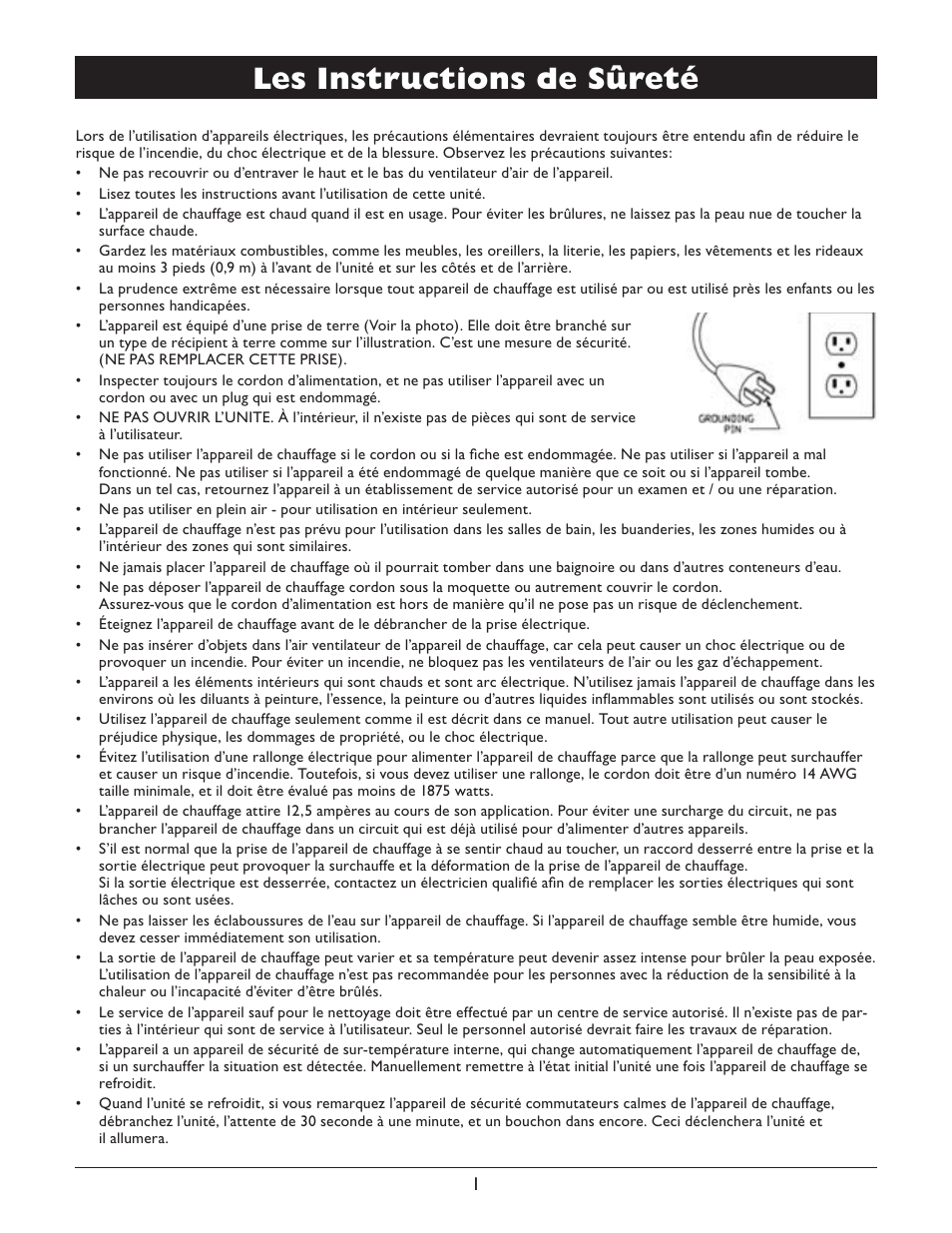 Les instructions de sûreté | Amcor AMH9 User Manual | Page 19 / 24