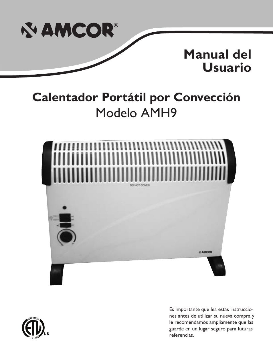 Modelo amh9, Manual del usuario | Amcor AMH9 User Manual | Page 9 / 24