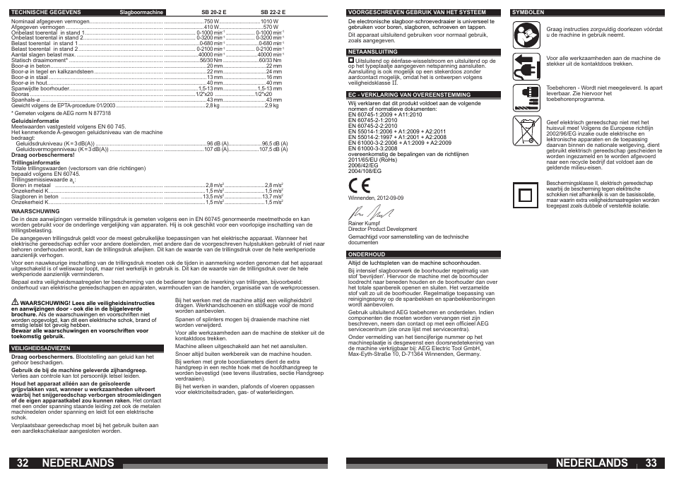 Nederlands | AEG SB 22-2E User Manual | Page 17 / 39