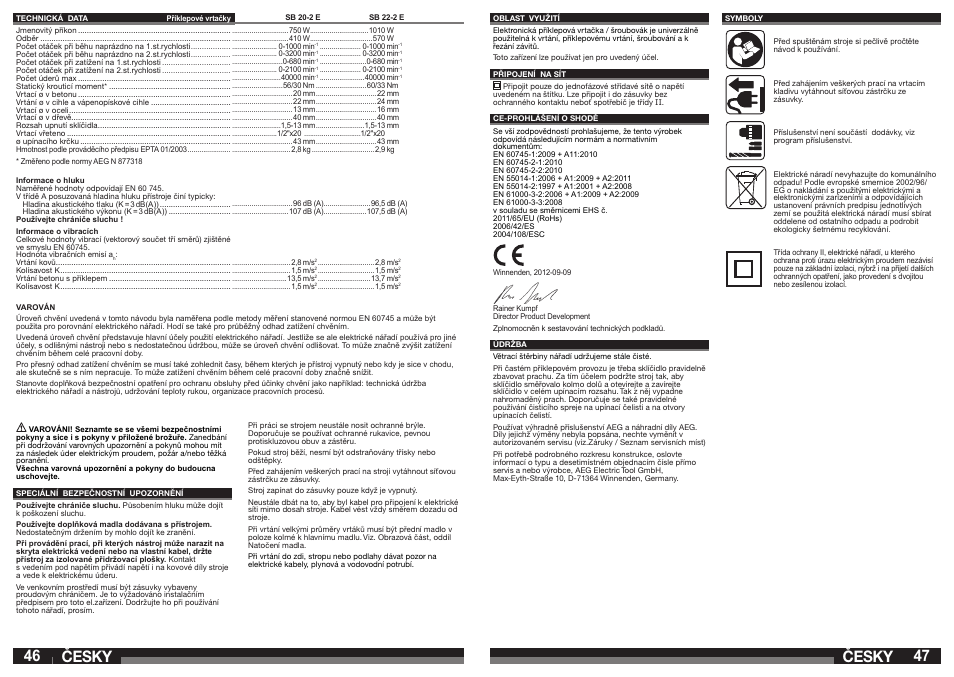 Česky | AEG SB 22-2E User Manual | Page 24 / 39
