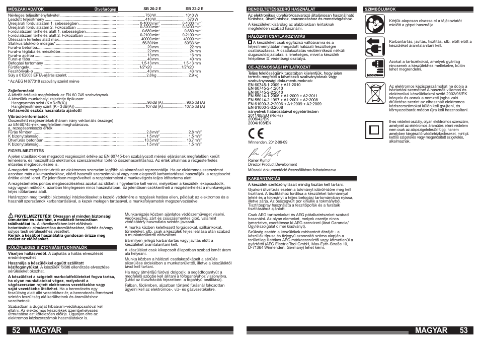 Magyar | AEG SB 22-2E User Manual | Page 27 / 39