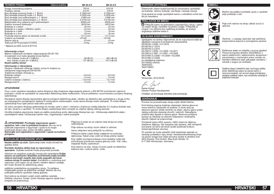 Hrvatski | AEG SB 22-2E User Manual | Page 29 / 39