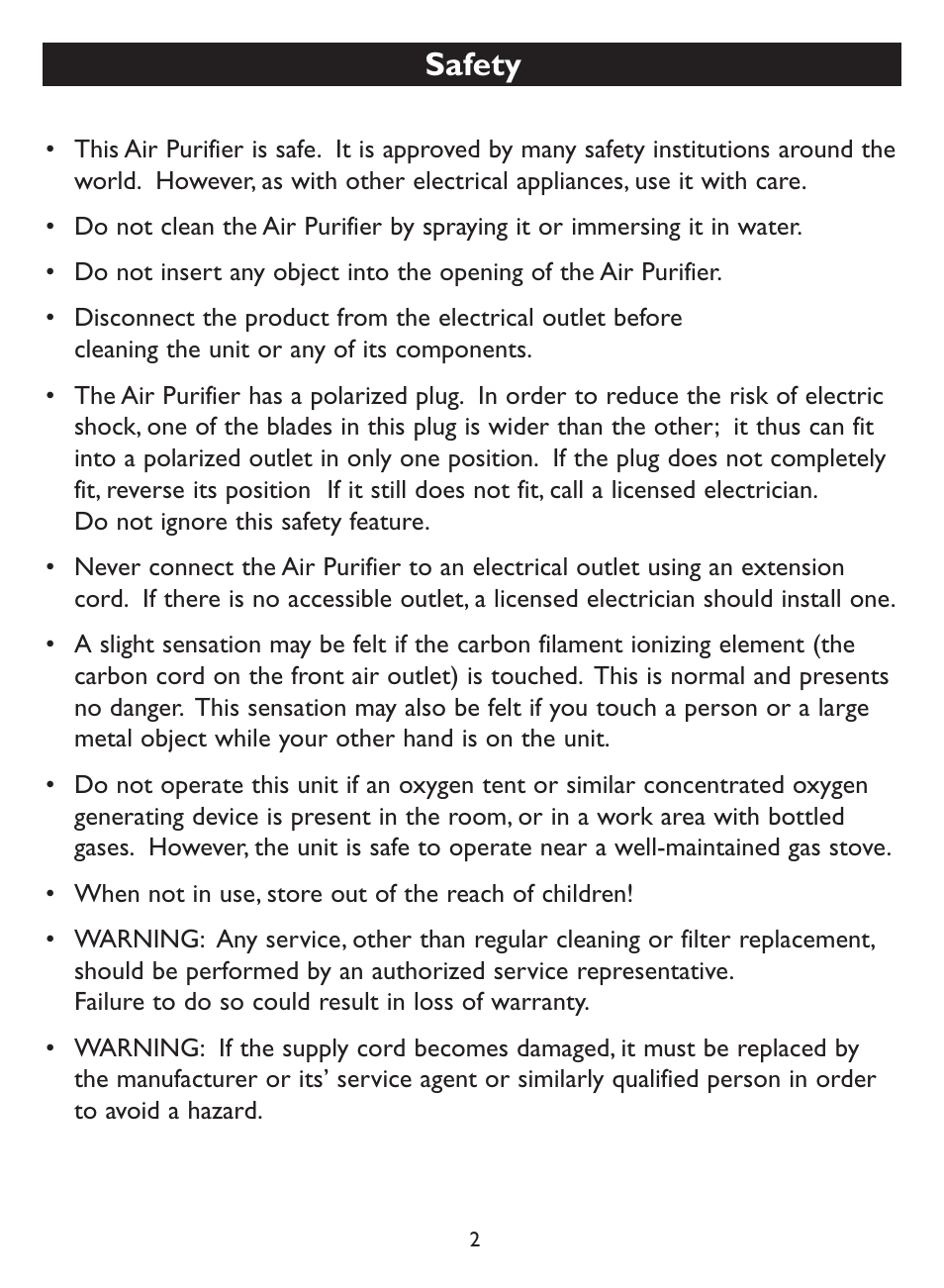 Safety | Amcor AM-60 User Manual | Page 2 / 8
