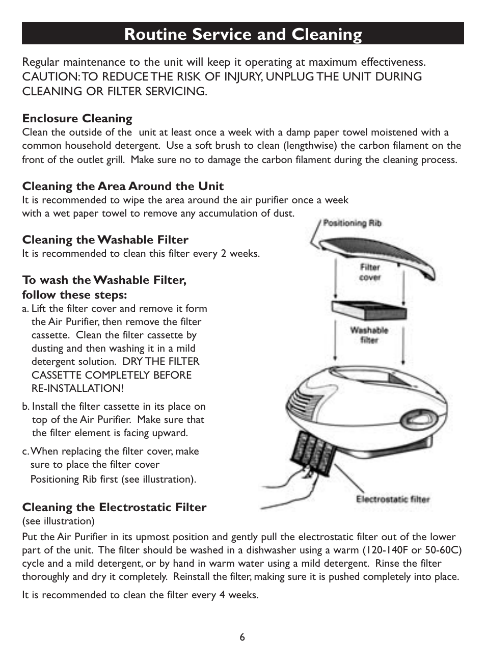 Routine service and cleaning | Amcor AM-60 User Manual | Page 6 / 8