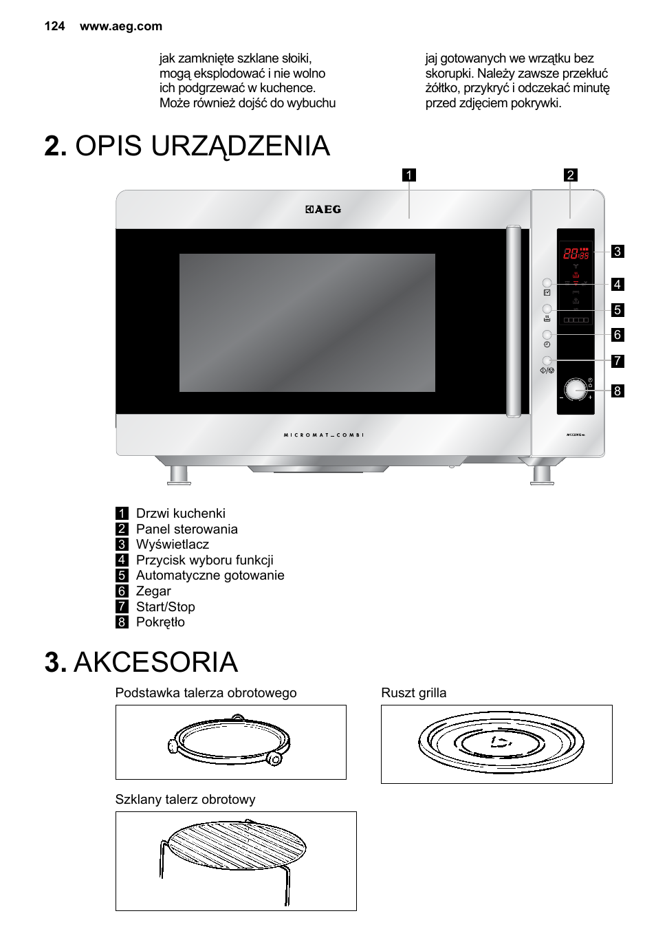 Akcesoria 2. opis urządzenia, Accessories | AEG MC2664E-M User Manual | Page 124 / 200