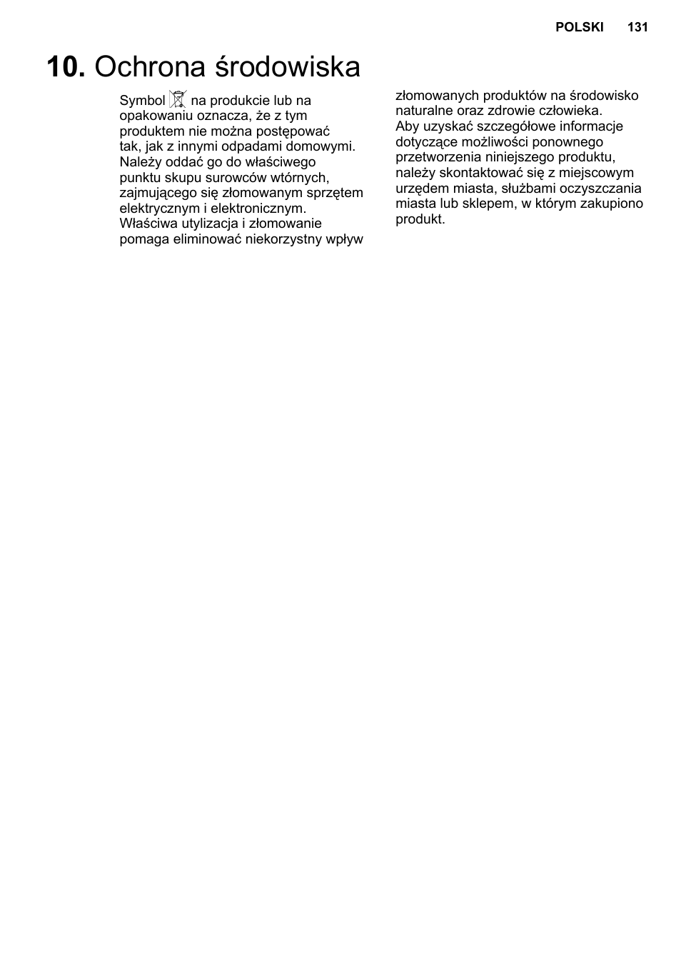 Ochrona środowiska | AEG MC2664E-M User Manual | Page 131 / 200