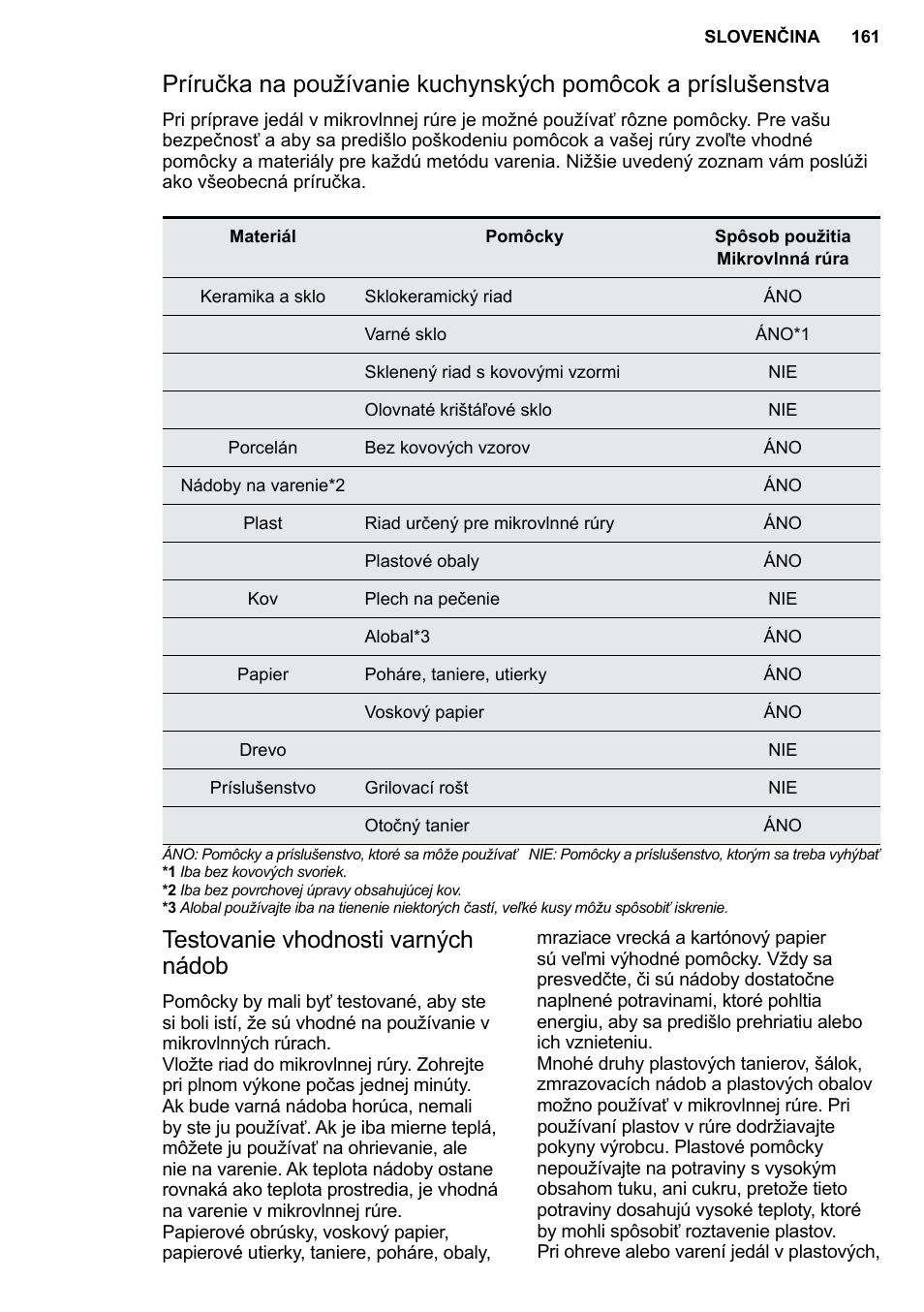 Testovanie vhodnosti varných nádob | AEG MC2664E-M User Manual | Page 161 / 200
