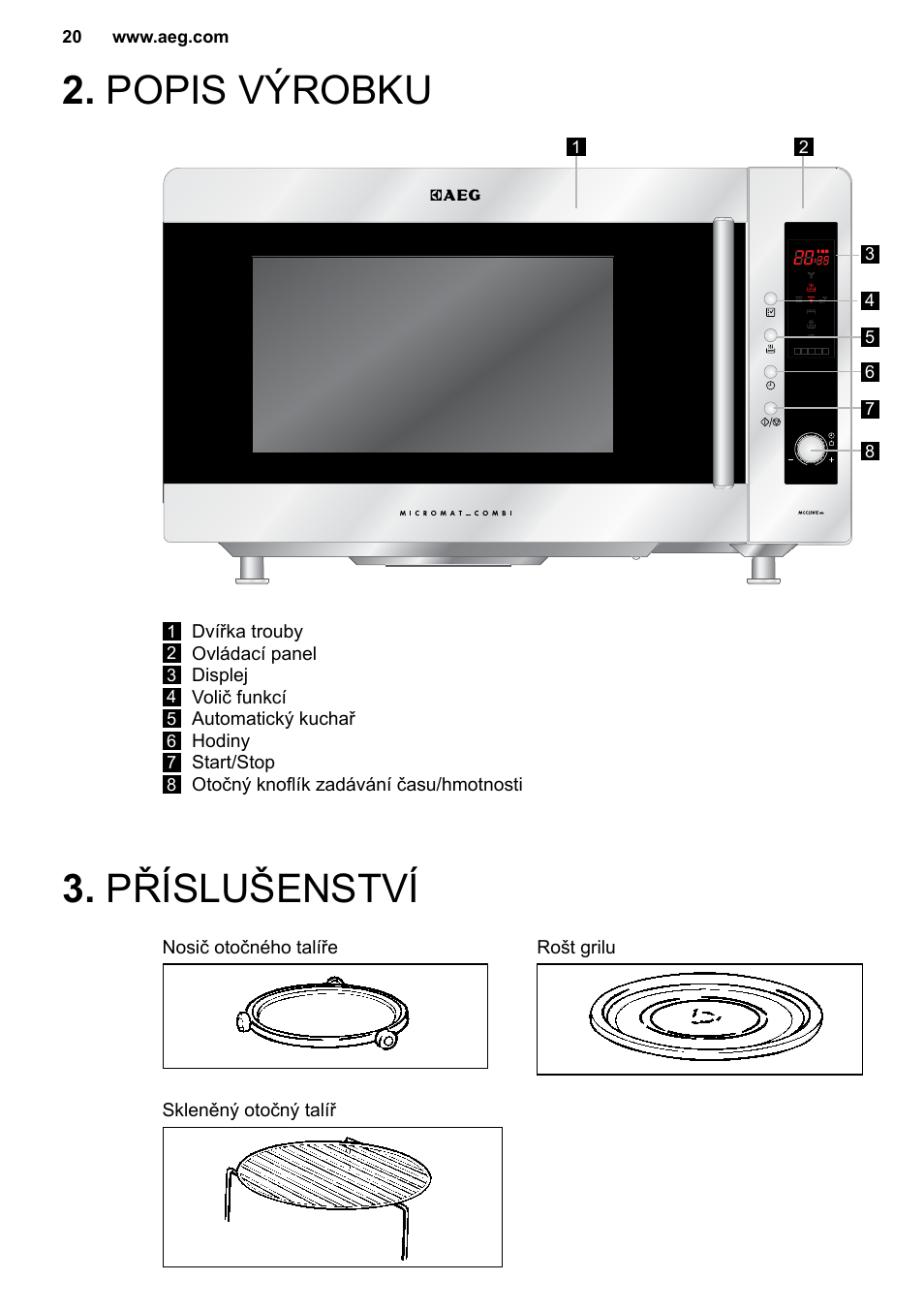Příslušenství 2. popis výrobku, Accessories | AEG MC2664E-M User Manual | Page 20 / 200