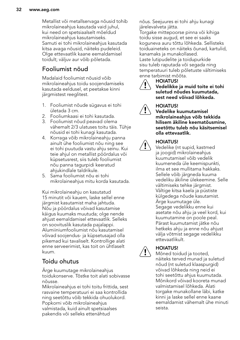 AEG MC2664E-M User Manual | Page 32 / 200