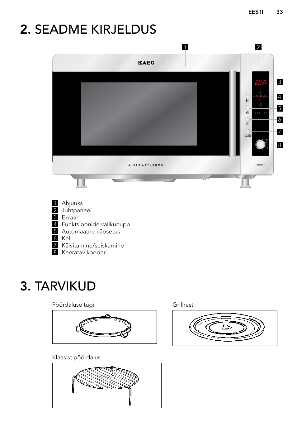 Tarvikud 2. seadme kirjeldus, Accessories | AEG MC2664E-M User Manual | Page 33 / 200