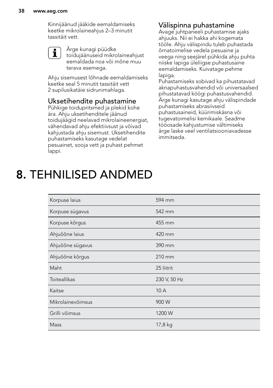 AEG MC2664E-M User Manual | Page 38 / 200